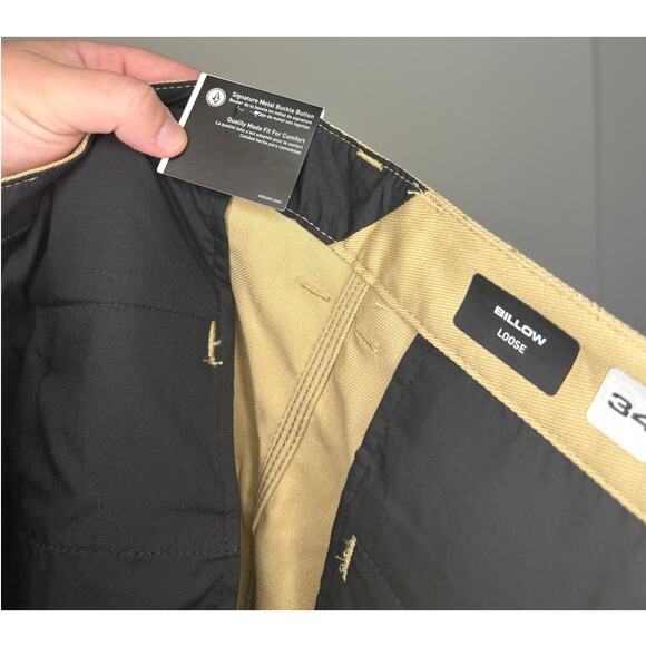 NWT Volcom Billow Twill Pants men's 34, Loose Fit True To This Beige - Picture 4 of 5